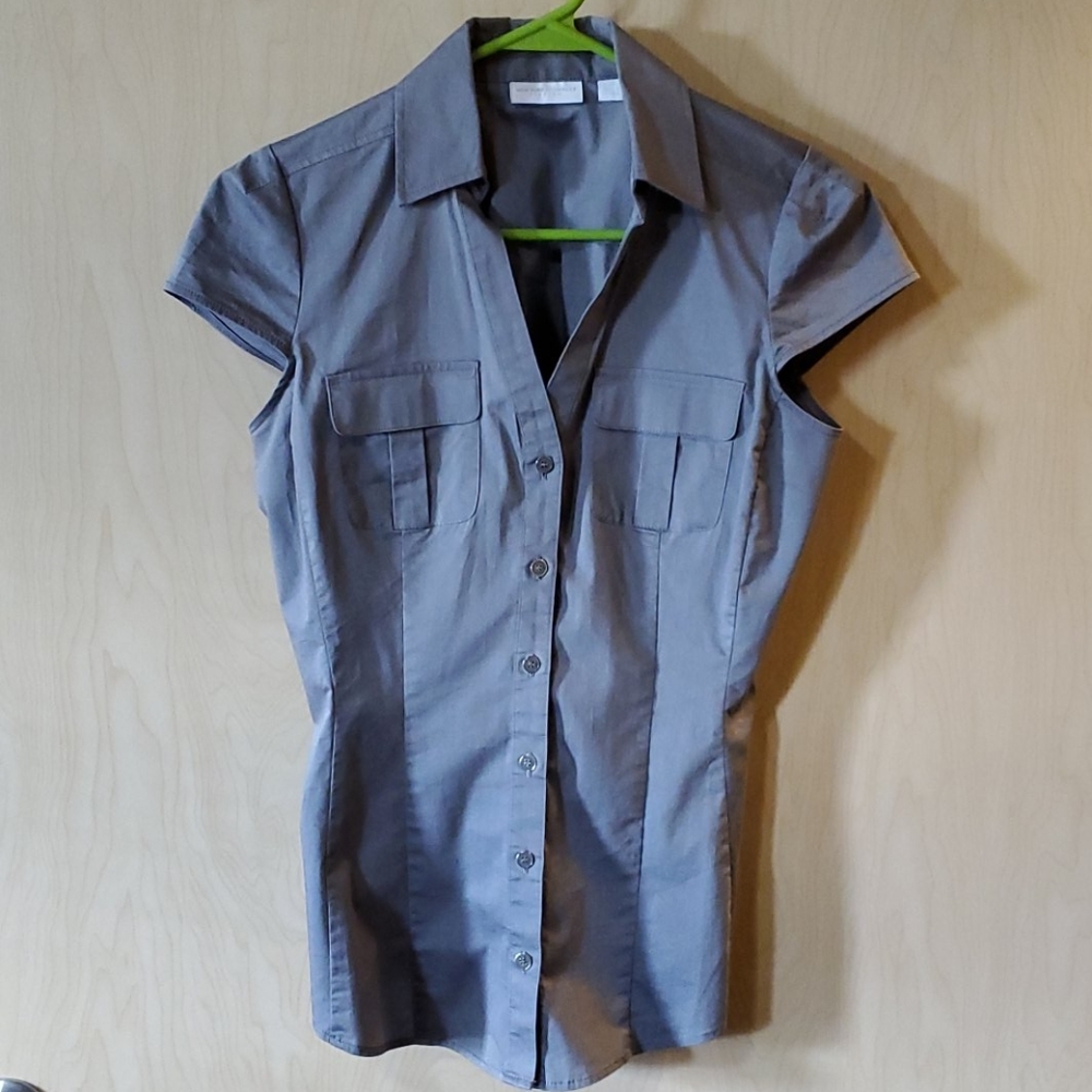 Fitted Cap Sleeve Button Down Shirt